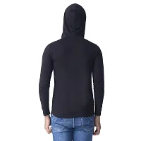 Black Collection Solid, Self Design Men Hooded Neck Full Sleeve T-Shirt-thumb1