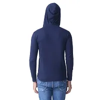 Black Collection Solid, Self Design Men Hooded Neck Full Sleeve T-Shirt-thumb1