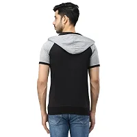 Black Collection Color Block Men Hooded Neck Half Sleeve T-Shirt-thumb1