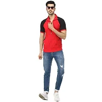 Black Collection Color Block Men Double Collared Neck T-Shirt-thumb3