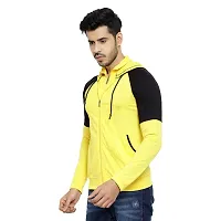 Black Collection Color Block Men Hooded Neck Full Sleeves T-Shirt-thumb2