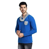 Black Collection Men's V-Neck Attached Muffler Full Sleeve T-Shirt-thumb2