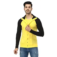 Black Collection Color Block Men Double Collared Neck T-Shirt-thumb1