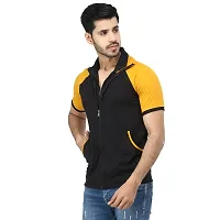 Black Collection Color Block Men Double Collared Neck T-Shirt-thumb2