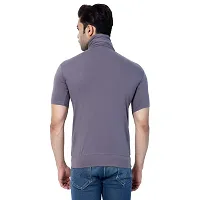 Black Collection Men's Plain Zipper Half Sleeves T-Shirt-thumb4