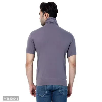 Black Collection Men's Plain Zipper Half Sleeves T-Shirt-thumb5
