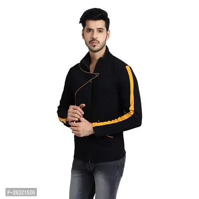 Black Collection Men's Self Design Full Sleeves Zipper T Shirt-thumb3