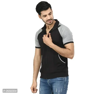 Black Collection Color Block Men Double Collared Neck T-Shirt-thumb3