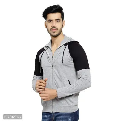 Black Collection Color Block Men Hooded Neck Full Sleeves T-Shirt-thumb3