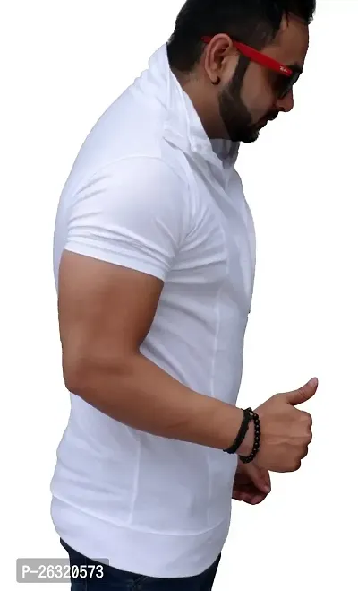 Black Collection Men's Plain Zipper Half Sleeves T-Shirt-thumb3