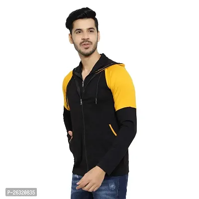 Black Collection Color Block Men Hooded Neck Full Sleeves T-Shirt-thumb3