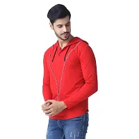 Black Collection Solid, Self Design Men Hooded Neck Full Sleeve T-Shirt-thumb2