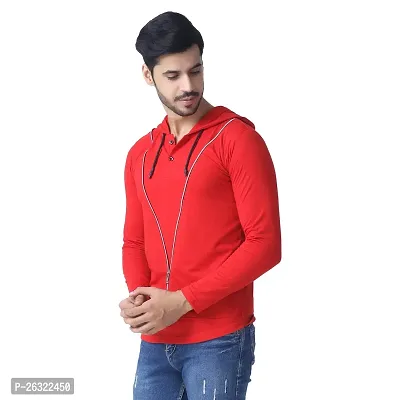 Black Collection Solid, Self Design Men Hooded Neck Full Sleeve T-Shirt-thumb3