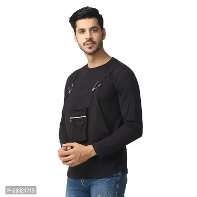 Black Collection Solid Men Dungaree Style Full Sleeve T-Shirt-thumb3