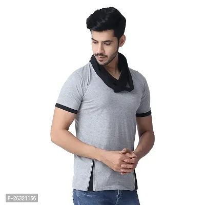 Black Collection Men's Attached Muffler Half Sleeve T-Shirt-thumb5