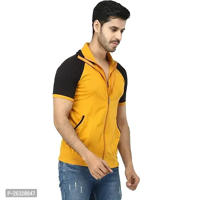 Black Collection Color Block Men Double Collared Neck T-Shirt-thumb5