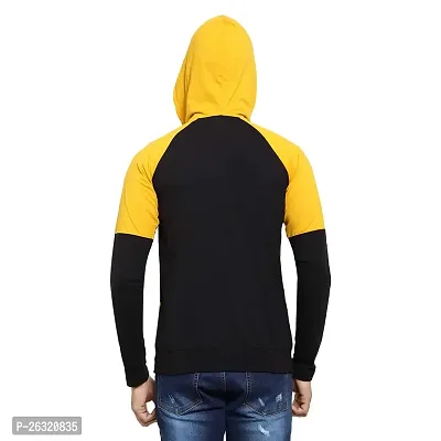 Black Collection Color Block Men Hooded Neck Full Sleeves T-Shirt-thumb2