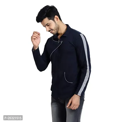 Black Collection Men's Self Design Full Sleeves Zipper T Shirt-thumb3