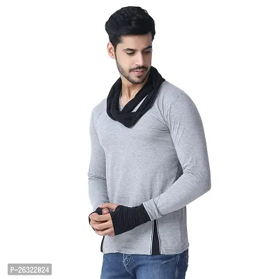 Black Collection Men's Attached Muffler Full Sleeve T-Shirt(SKU: BCN0023)-thumb3