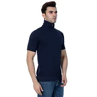 Black Collection Men's Plain Zipper Half Sleeves T-Shirt-thumb3