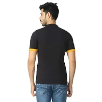 Black Collection Men's Self Design Mandarin Collar T Shirt-thumb1