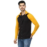 Black Collection Color Block Men Double Collared Neck T-Shirt-thumb3