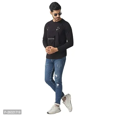 Black Collection Solid Men Dungaree Style Full Sleeve T-Shirt-thumb4