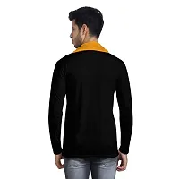 Black Collection Men's V-Neck Attached Muffler Full Sleeve T-Shirt-thumb1