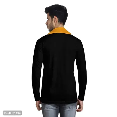 Black Collection Men's V-Neck Attached Muffler Full Sleeve T-Shirt-thumb2