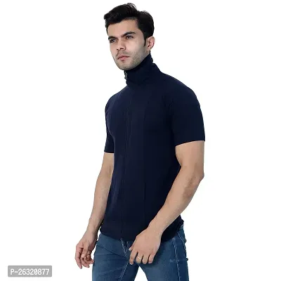 Black Collection Men's Plain Zipper Half Sleeves T-Shirt-thumb2