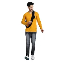 Black Collection Men's V-Neck Attached Muffler Full Sleeve T-Shirt-thumb3