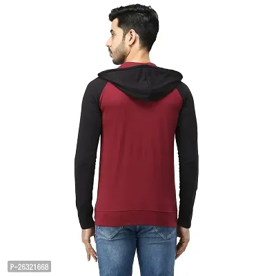 Black Collection Color Block Men Hooded Neck Full Sleeve T-Shirt-thumb2