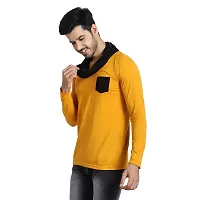 Black Collection Men's V-Neck Attached Muffler Full Sleeve T-Shirt-thumb2