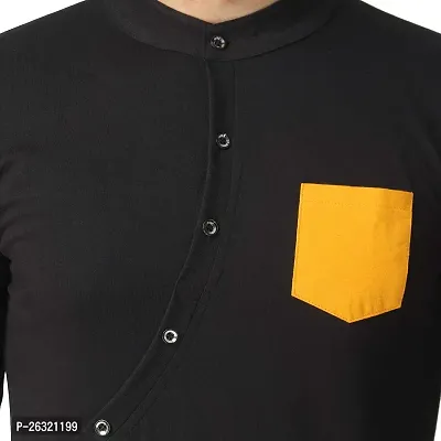 Black Collection Men's Self Design Mandarin Collar T Shirt-thumb5