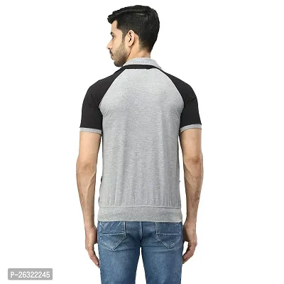 Black Collection Color Block Men Double Collared Neck T-Shirt-thumb2