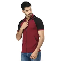 Black Collection Color Block Men Double Collared Neck T-Shirt-thumb2