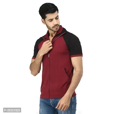 Black Collection Color Block Men Double Collared Neck T-Shirt-thumb3