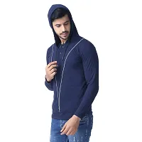 Black Collection Solid, Self Design Men Hooded Neck Full Sleeve T-Shirt-thumb2