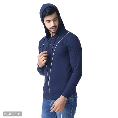 Black Collection Solid, Self Design Men Hooded Neck Full Sleeve T-Shirt-thumb3