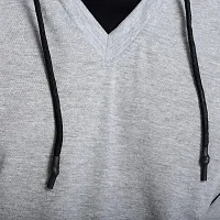 Black Collection Men's V Neck Hooded Half Sleeves T Shirt-thumb4
