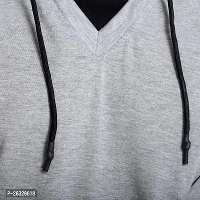Black Collection Men's V Neck Hooded Half Sleeves T Shirt-thumb5