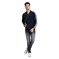 Black Collection Men's Self Design Full Sleeves Zipper T Shirt-thumb3