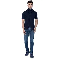 Black Collection Men's Plain Zipper Half Sleeves T-Shirt-thumb4