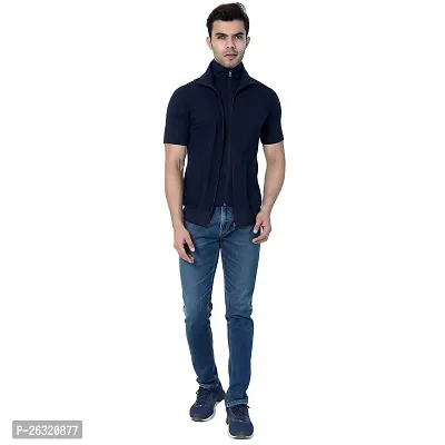 Black Collection Men's Plain Zipper Half Sleeves T-Shirt-thumb5