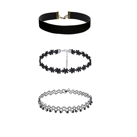 Streamline Set of 3 Velvet Fabric Tattoo Combo Set Chokers