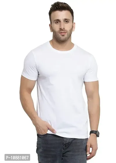 Round Neck T-Shirt For Men (White)-thumb0