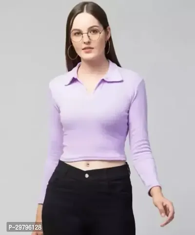 Elegant Purple Lycra Solid Top For Women