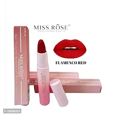Miss Rose Non Transfer Waterproof Matte Lipstick | Smudge Proof | Kiss-Proof Lipstick | Luscious Lips | 2.8 Gram (03 Flamenco Red)