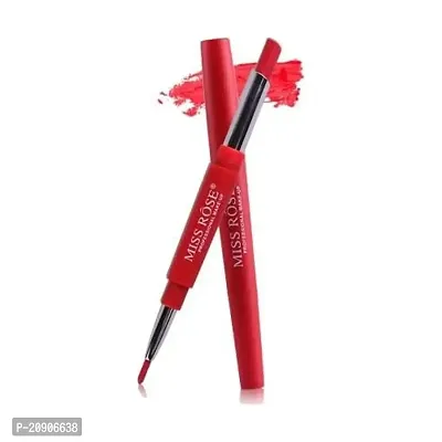 Miss Rose Professional Make-up High Pigment Lipstick 2 in 1 Lip Liner, Matte Finish - Flame Red 08-thumb0