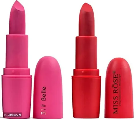 Miss Rose, Combo of Two Creamy Matte Makeup Lipstick (35+31) Bullet, 2pc Set, Multicolor